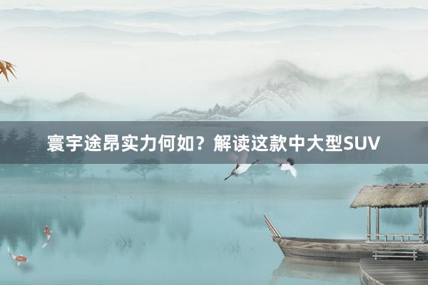 寰宇途昂实力何如？解读这款中大型SUV