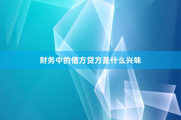 财务中的借方贷方是什么兴味
