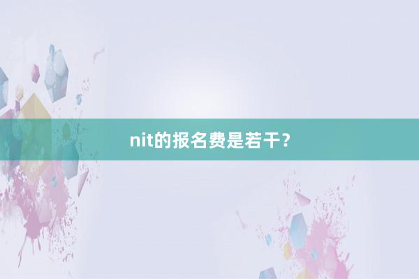 nit的报名费是若干？