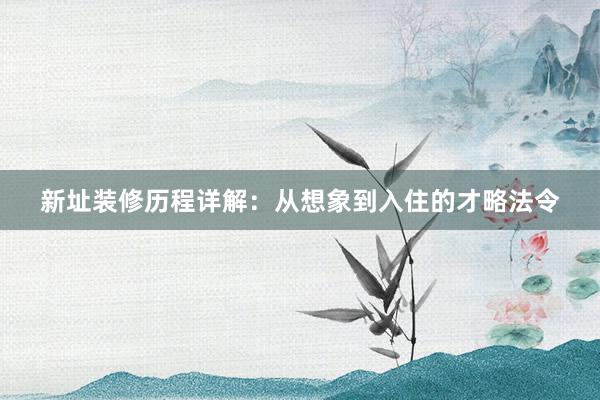 新址装修历程详解：从想象到入住的才略法令