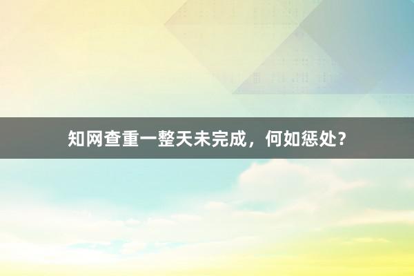 知网查重一整天未完成，何如惩处？